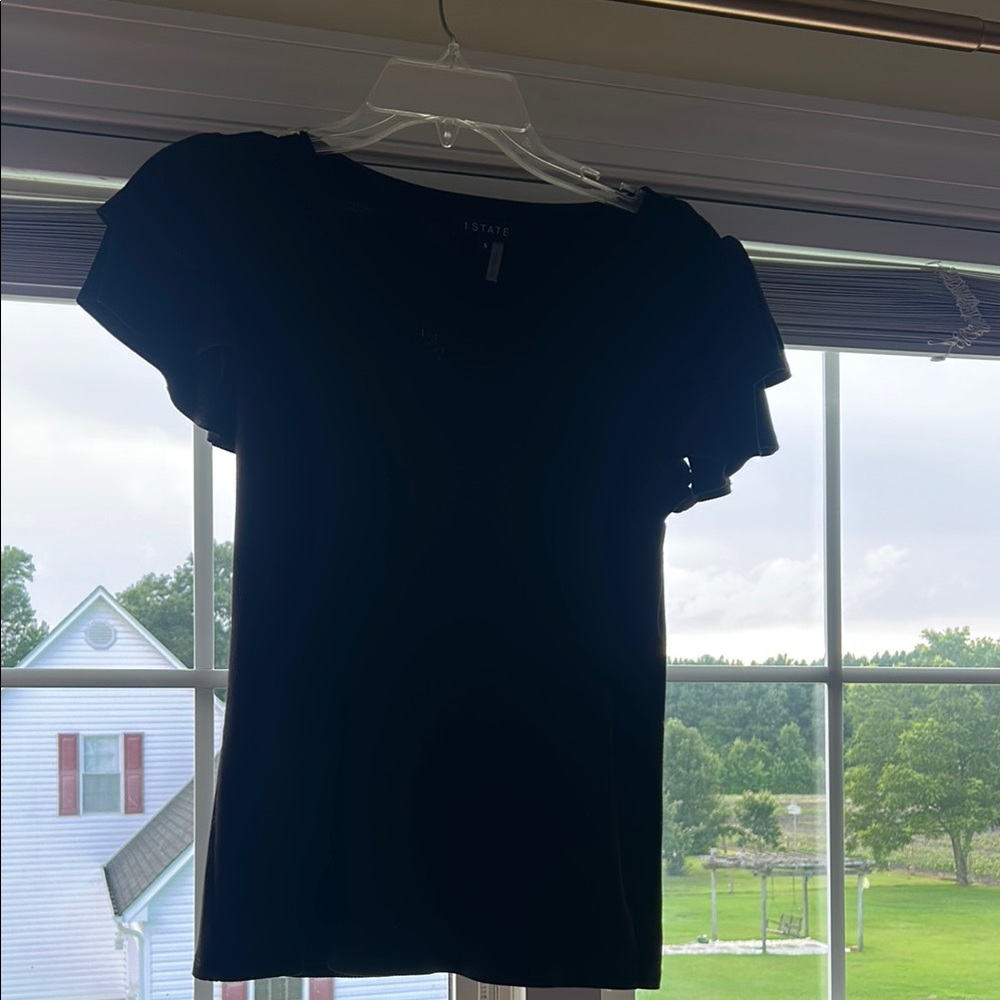 LOFT Black Ruffled Blouse